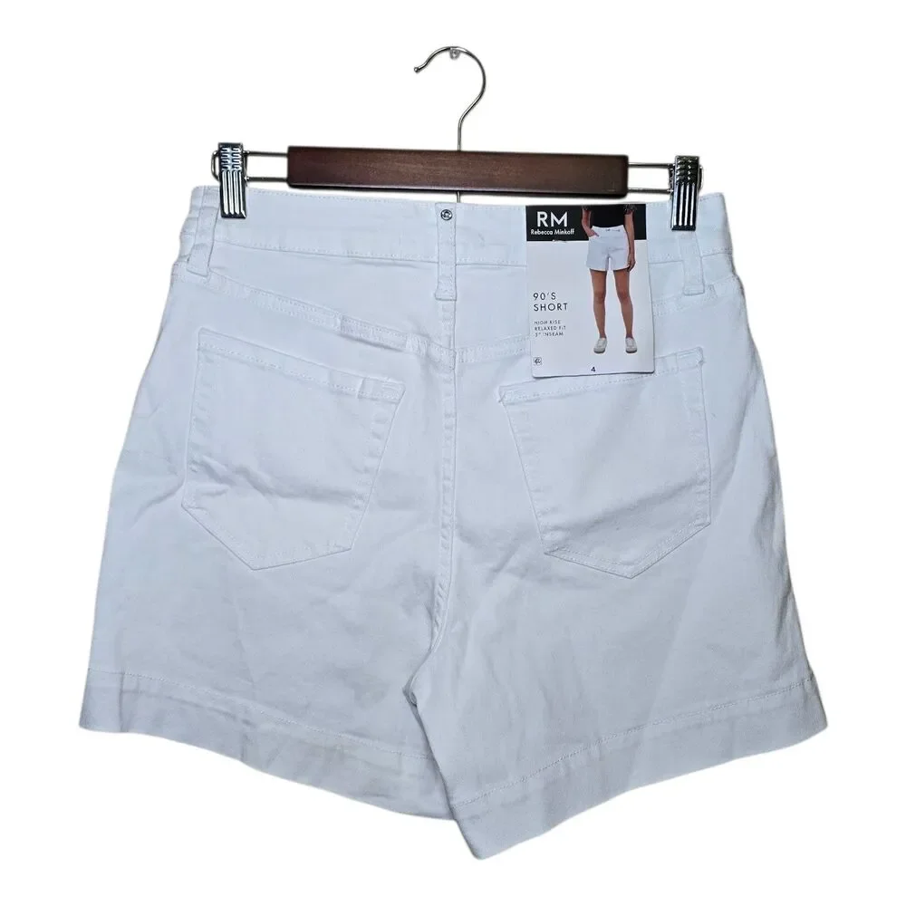 RM Rebecca Minkoff Women's High Rise 90s Shorts White Size 4 NWT Defect - Picture 2 of 11
